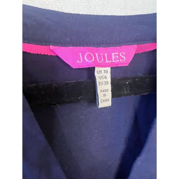 Joules Women's Top Size 6 Navy with Floral Embroidary Preppy Fun - Picture 3 of 6